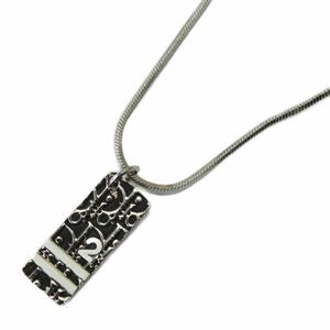 Christian DIOR Necklace Pendant Silver Color Silver Trotter License Plate KW •